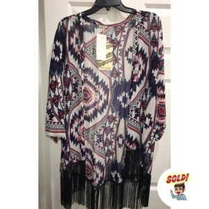 Plus size chiffon kimono.